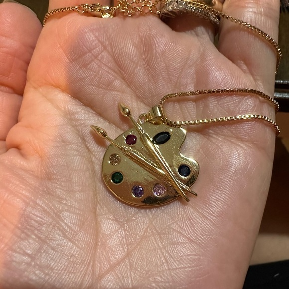 Painting Plate Pendant Art Necklace Gift For Artist 17”+1” - Picture 6 of 6